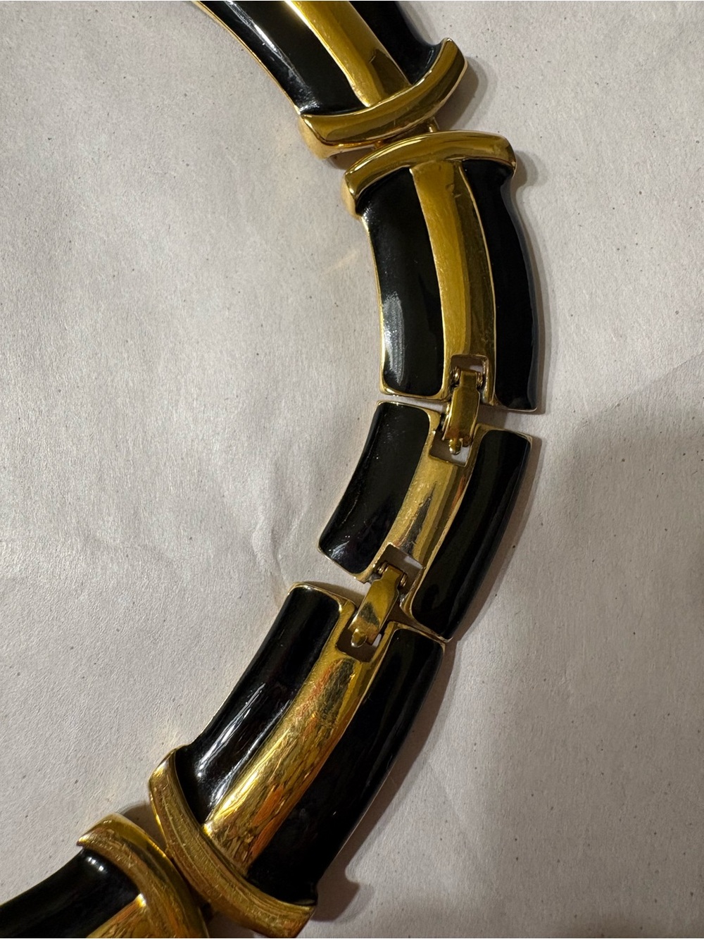 Vintage Signed Monet Black Enamel Neck Collar - Picture 5 of 6